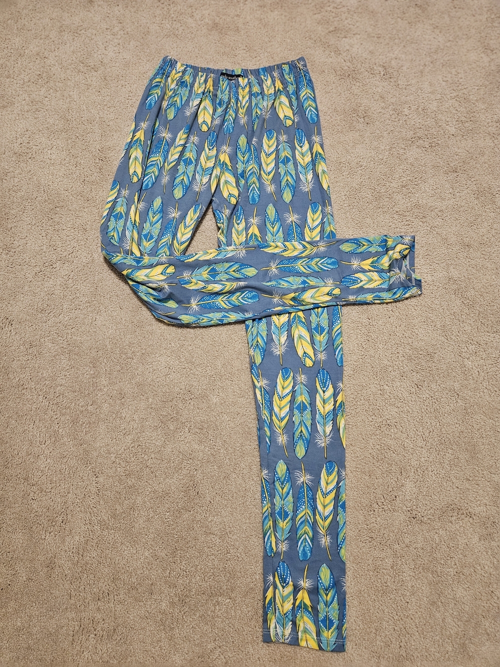 Simply Southern Blue Feather-Print Lounge Pants